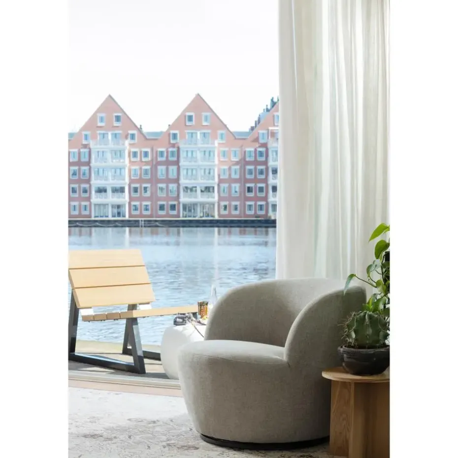 WOOOD Serra Draaifauteuil - Geweven Stof - Zand - 68x70x77
