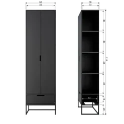 WOOOD Silas Hoge Kast - Grenen - Dust - 210x60x36