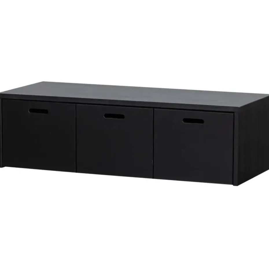 WOOOD Silke Kistbank Met Lades - Grenen - Diepzwart - 36x120x50
