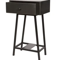 WOOOD Skybox Sidetable - Hout/Metaal - Zwart - 70x45x30