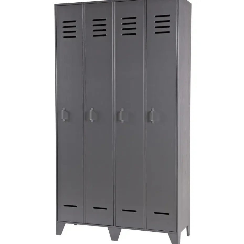 WOOOD Stijn Kledingkast 2-Deurs - Grenen - Staal Grijs - 103x187x40