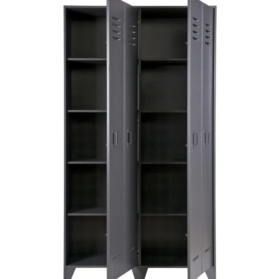 WOOOD Stijn Kledingkast 2-Deurs - Grenen - Staal Grijs - 103x187x40