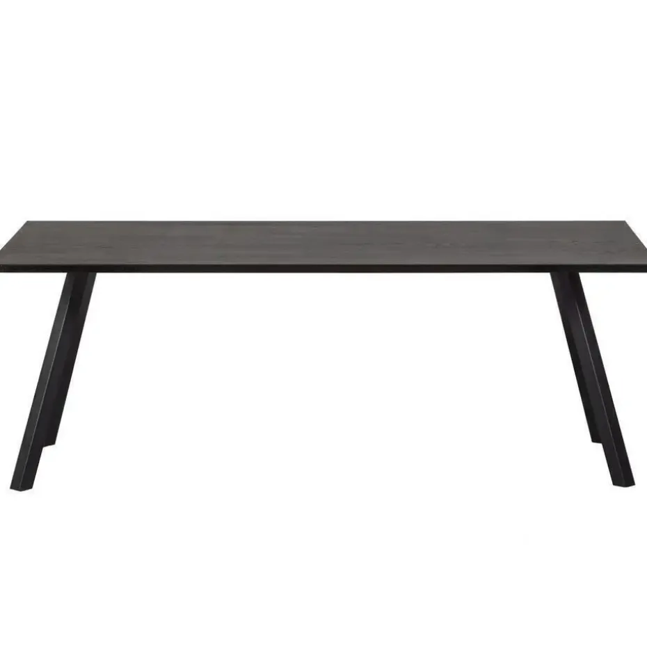 WOOOD Tablo Tafel met 2-stand Poot - Eiken/Metaal - Zwart - 75x220x90