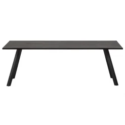 WOOOD Tablo Tafel met 2-stand Poot - Eiken/Metaal - Zwart - 75x220x90