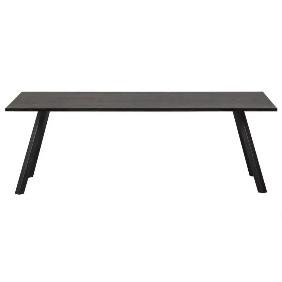 WOOOD Tablo Tafel met 2-stand Poot - Eiken/Metaal - Zwart - 75x220x90