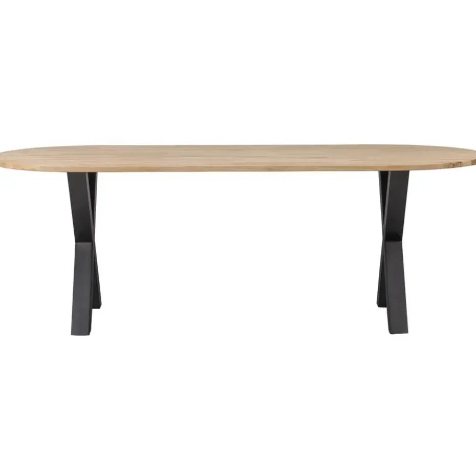 WOOOD Tablo Tafel Ovaal met Alkmaar Poot - Eiken/Metaal - 75x220x90