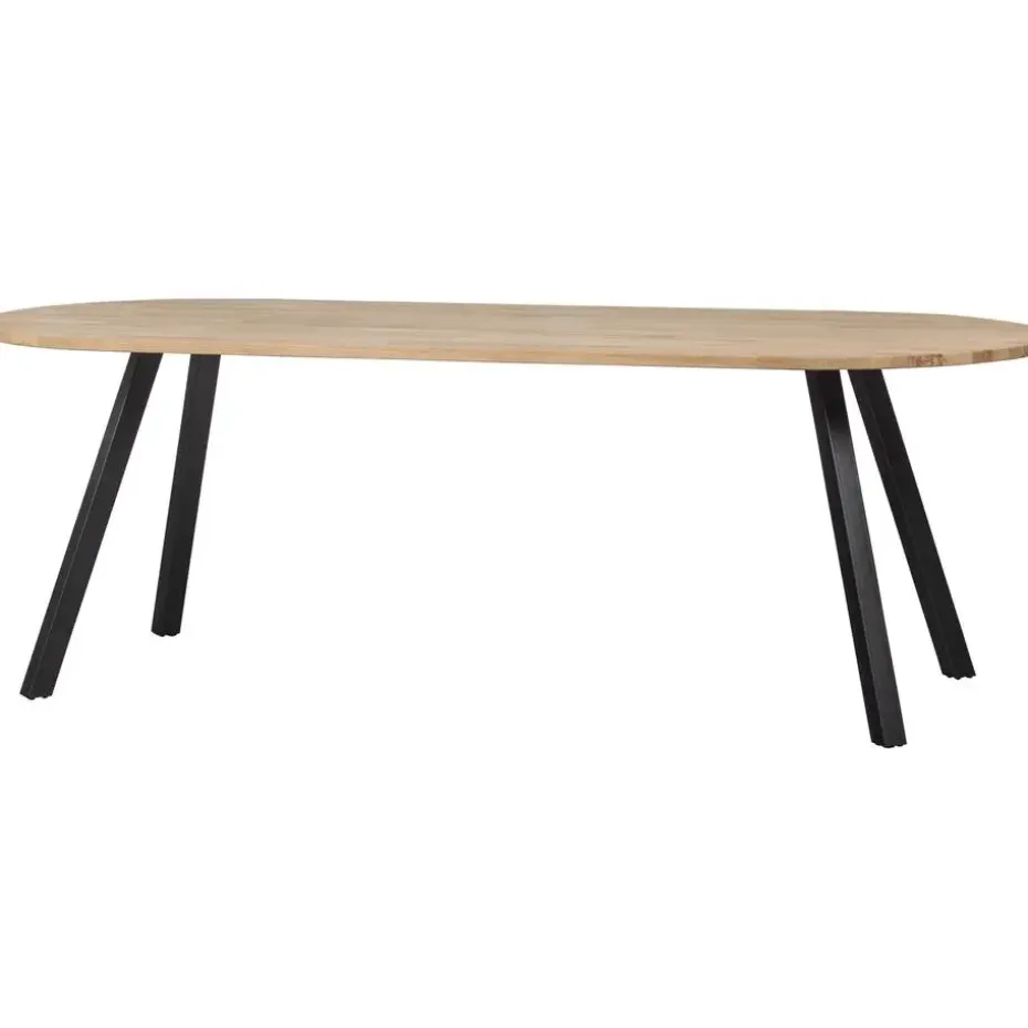 WOOOD Tablo Tafel Ovaal met 2-Standen Poot - Eiken/Metaal - 75x220x90