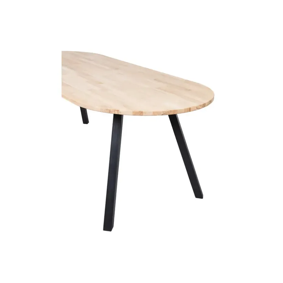WOOOD Tablo Tafel Ovaal met 2-Standen Poot - Eiken/Metaal - 75x220x90