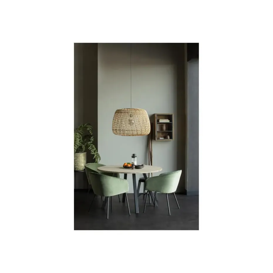 WOOOD Tablo Tafel Rond met 2-Standen Poot - Eiken/Metaal - 75x120x120