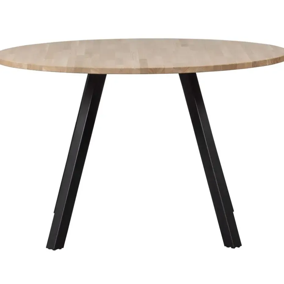 WOOOD Tablo Tafel Rond met 2-Standen Poot - Eiken/Metaal - 75x120x120