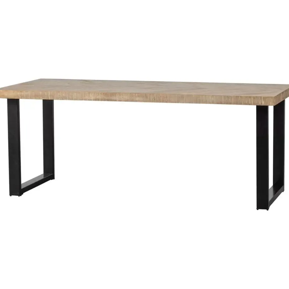 WOOOD Tablo Tafel Visgraat met U-Poot - Mango - 75x200x90