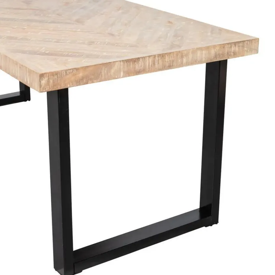 WOOOD Tablo Tafel Visgraat met U-Poot - Mango - 75x200x90