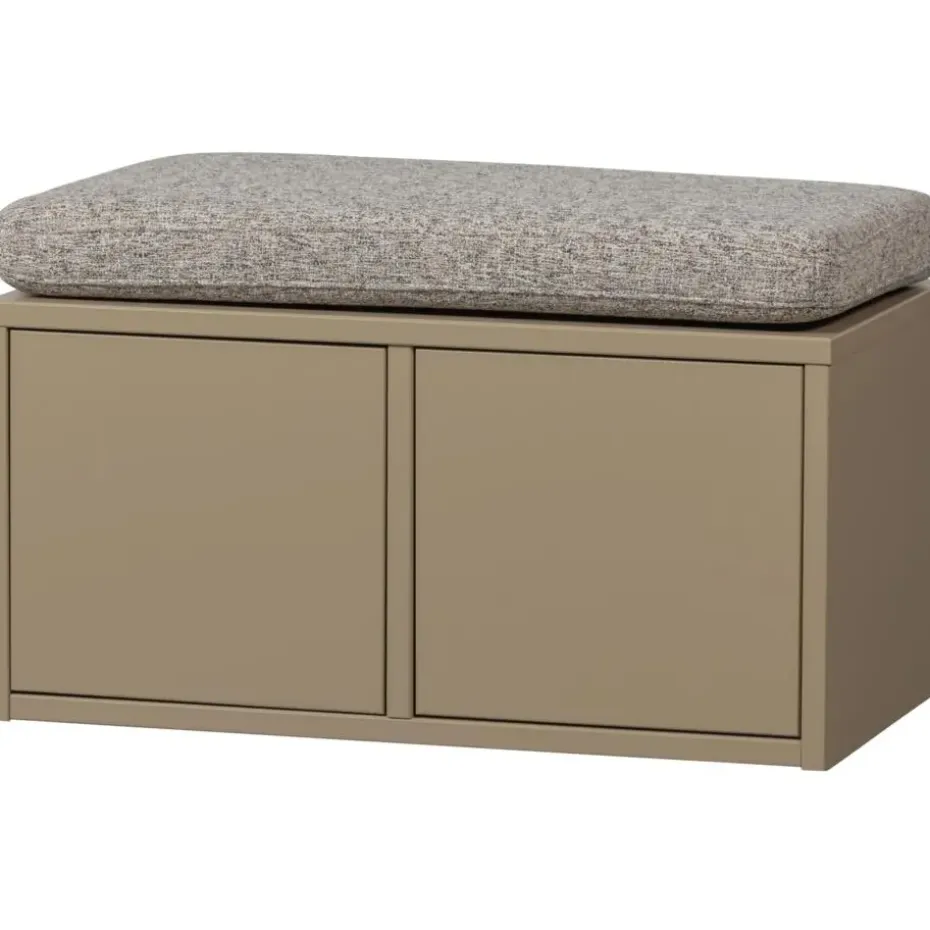 WOOOD Turner Opbergbank Incl. Kussen- Grenen - Mud - 47x80x44