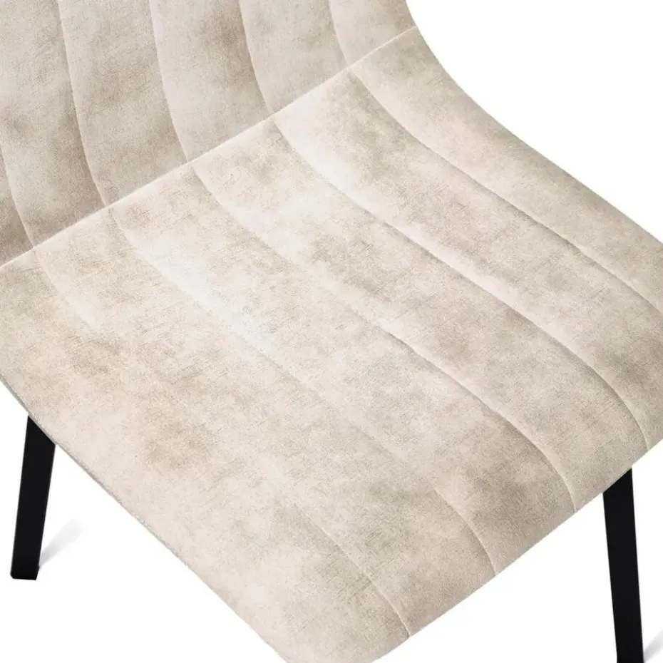 2x Eetkamerstoel Minsk Fluweel Beige