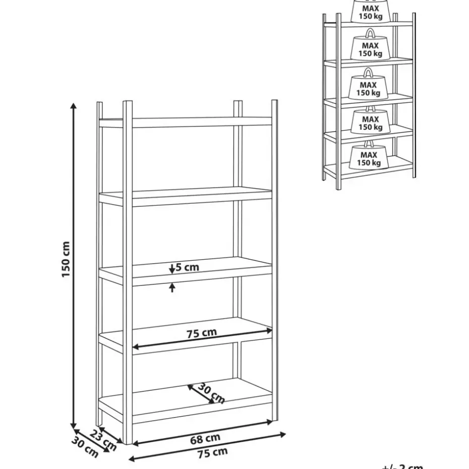 XITTA - Stellingkast 5 planken - Zilver - 150 cm - Staal