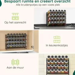 XIVADA Staand kruidenrek met 24 kruidenpotjes - 240 kruidenlabels