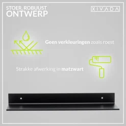 XIVADA Wandrek Rosa - Industrieel - Aluminium - Boren - Zwart - 60 cm