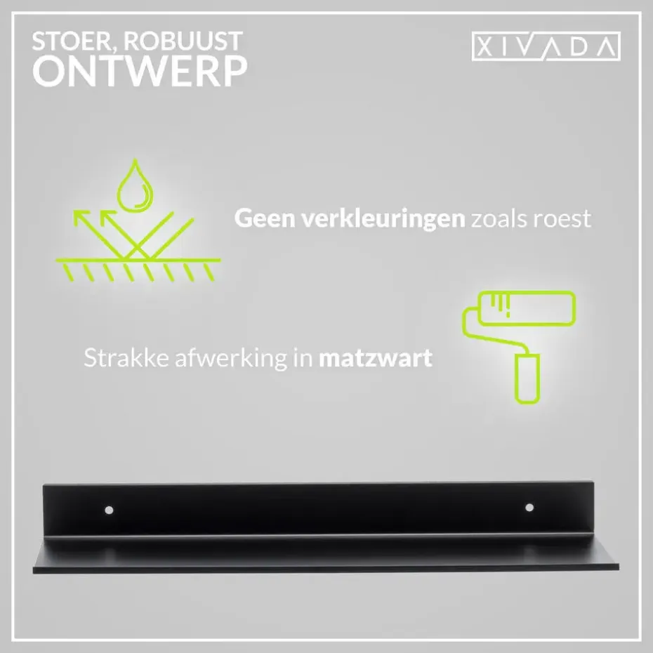 XIVADA Wandrek Rosa - Industrieel - Aluminium - Boren - Zwart - 60 cm