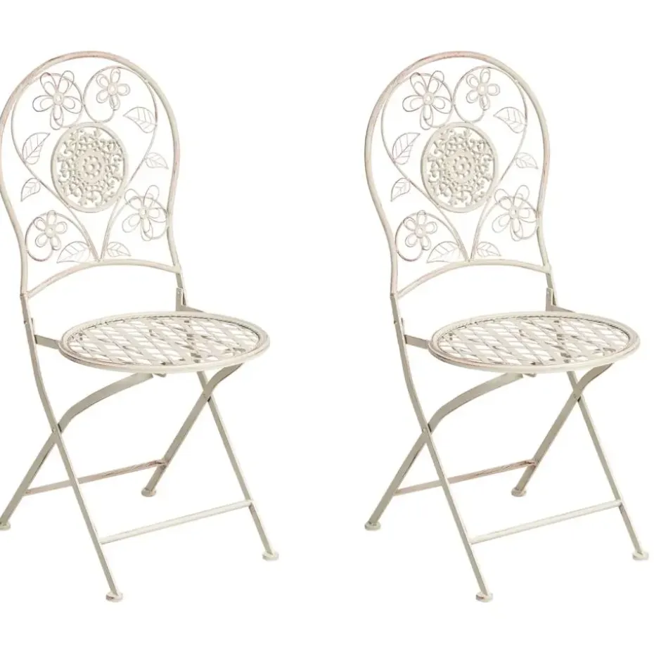 YAVIZA - Set van 2 tuinstoelen - Lichtbeige - IJzer