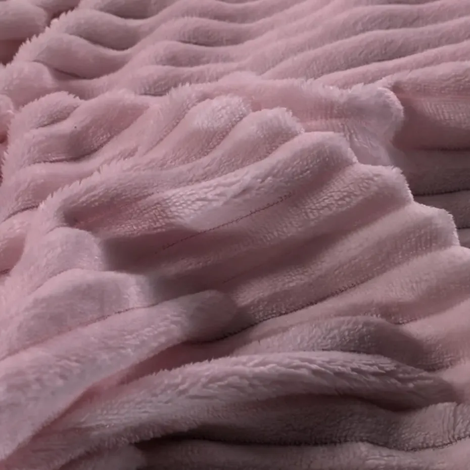 Zavelo Dorien Rib Teddy Dekbedovertrek Roze-1-persoons (140 x 200/220 cm)