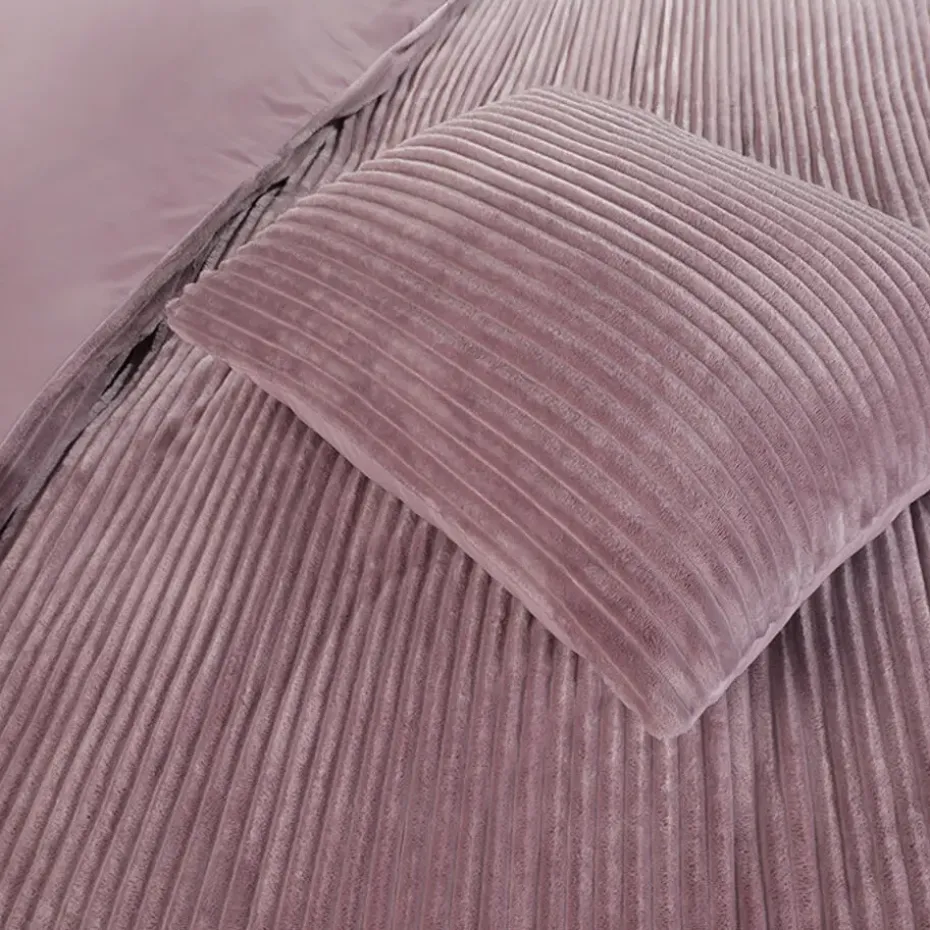 Zavelo Dorien Rib Teddy Dekbedovertrek Roze-1-persoons (140 x 200/220 cm)