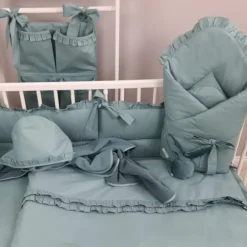 Zavelo Peuter Dekbedovertrek Royal Ruches Groen 120 x 150 cm