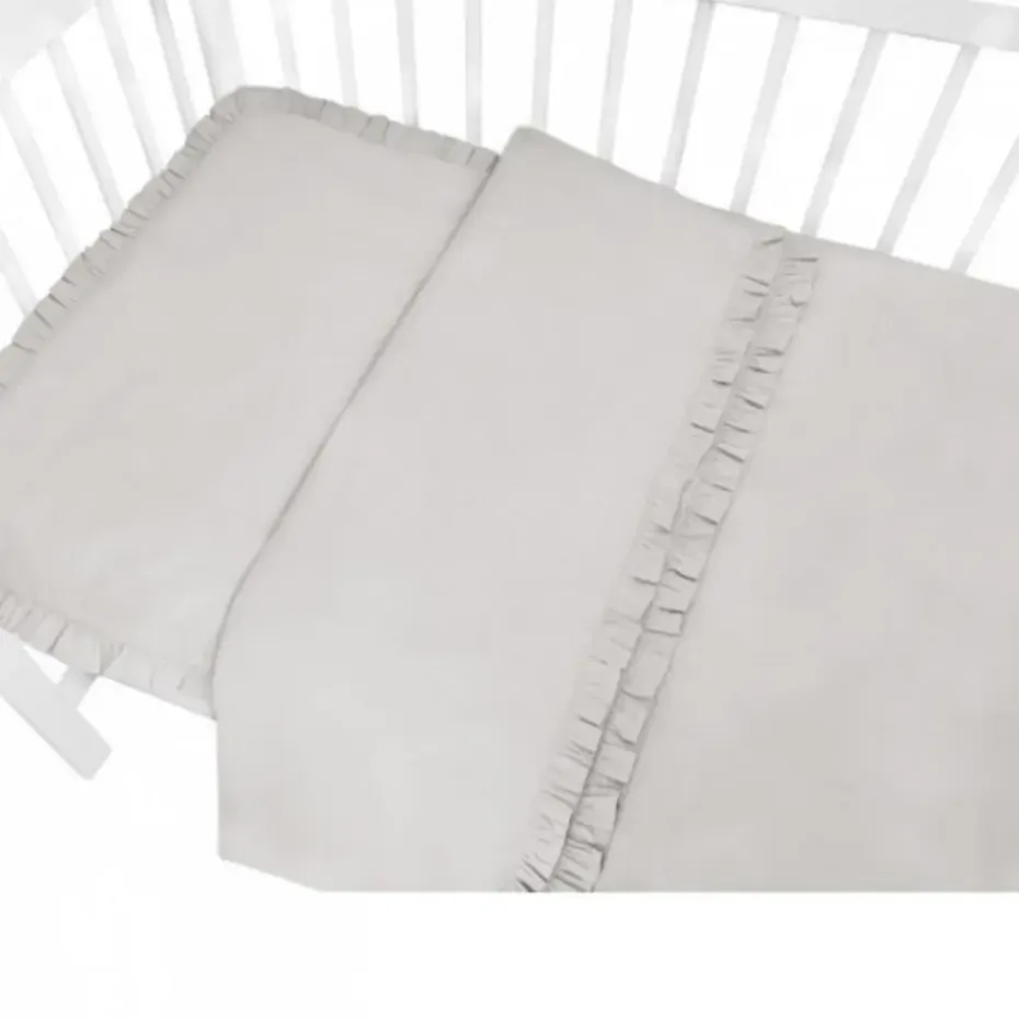 Zavelo Peuter Dekbedovertrek Royal Ruches Grijs 120 x 150 cm