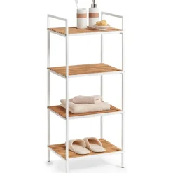 Zeller Badkamerkastje - 4 planken - wit - hout - 39 x 95 cm