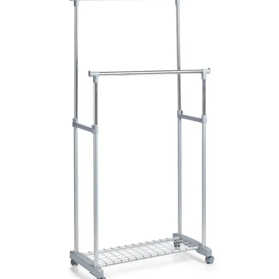 Zeller Kledingrek - dubbele stang - verrijdbaar - 107 cm