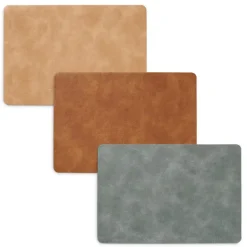 Zeller placemats lederlook - lichtbruin - 45 x 30 cm