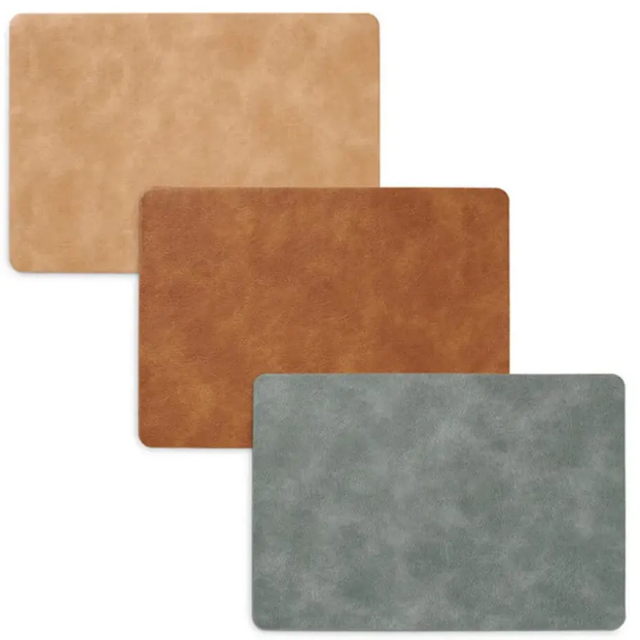 Zeller placemats lederlook - cognac bruin - 45 x 30 cm