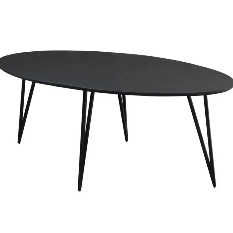 Zwart ovale eettafel Cesar 170x90 cm - Mangohout - Zwart