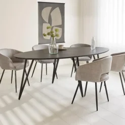 Zwart ovale eettafel Cesar 170x90 cm - Mangohout - Zwart