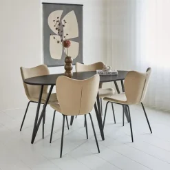 Zwart ovale eettafel Cesar 170x90 cm - Mangohout - Zwart
