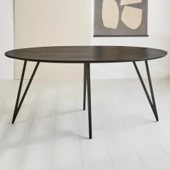 Zwart ovale eettafel Cesar 170x90 cm - Mangohout - Zwart