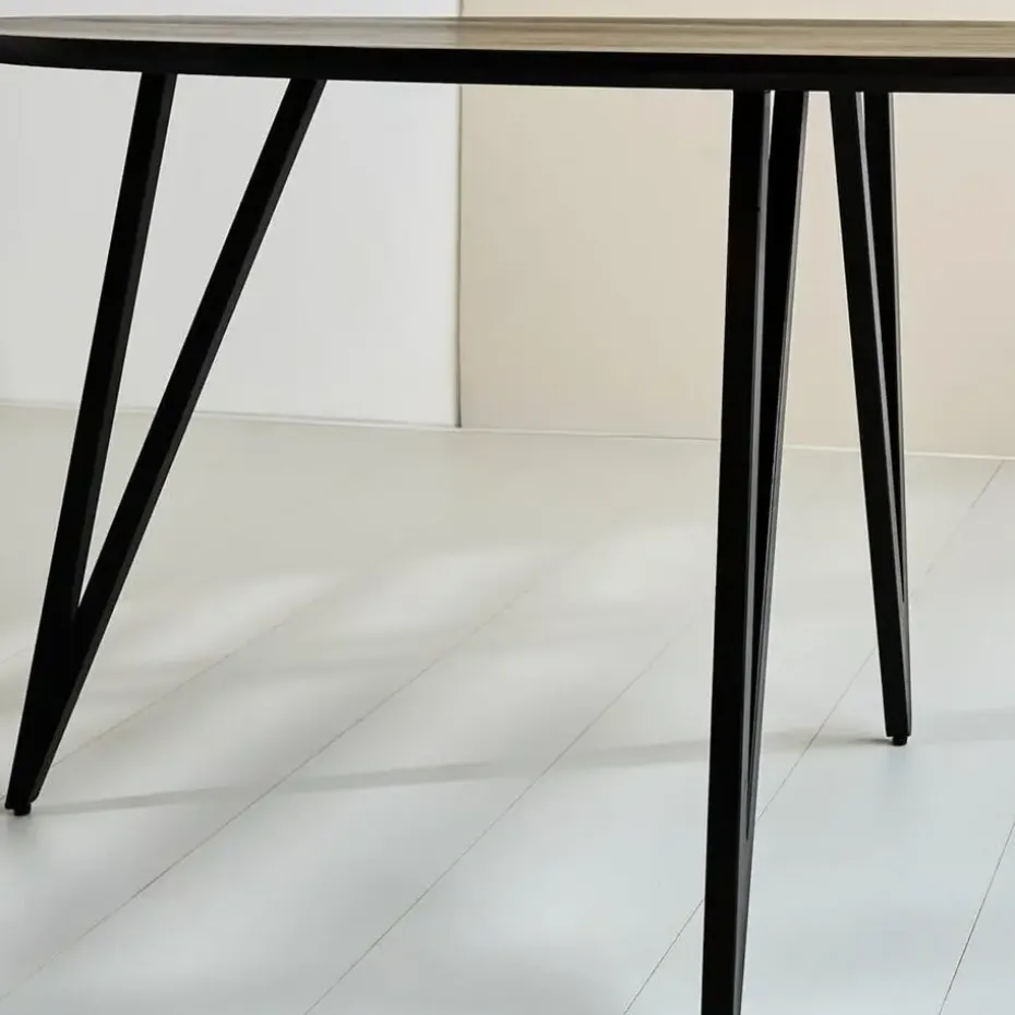 Zwart ovale eettafel Cesar 170x90 cm - Mangohout - Zwart