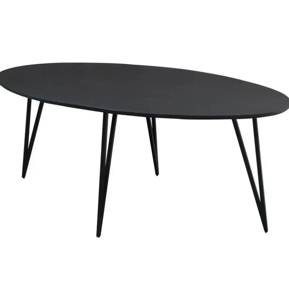 Zwart ovale eettafel Cesar 170x90 cm - Mangohout - Zwart
