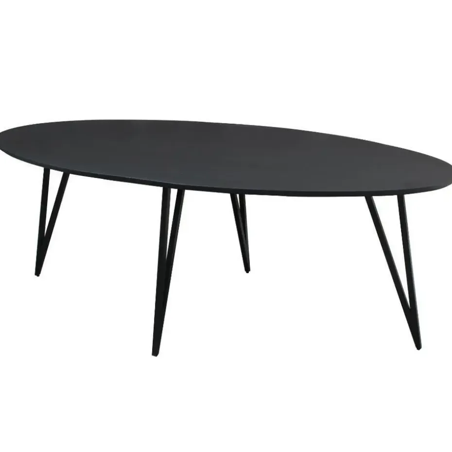 Zwart ovale eettafel Cesar 170x90 cm - Mangohout - Zwart