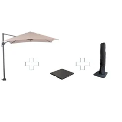 Zweefparasol Hawaii S - met voet en hoes - Ecru - 250 x 250 cm